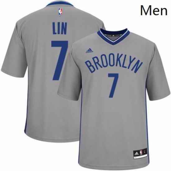 Mens Adidas Brooklyn Nets 7 Jeremy Lin Swingman Gray Alternate NBA Jersey